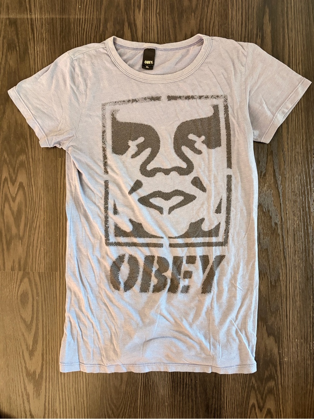 Obey Lavender Gray Scoop Neck Tunic Tee Y2K